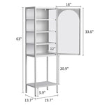 ZUN Metal Glass Door Display Storage Cabinet - 5-Tier Cube Bookshelf Storage Cabinet with 3 Adjustable W2735P186328