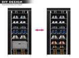 Room-saving 10-Layers 9 Lattices Non-woven Fabric Shoe Rack Black 48805228