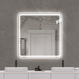 36*36in LED Bathroom Mirror, Anti-Explosion Glass, Rust-Resistant, Anti-Fog Features, Tri-Color W2709P243340