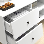 ZUN Living Room White TV Stand with Drawers and Open Shelves, A Cabinet with Glass Doors for Storage W28265031