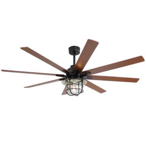 ZUN Modern 66 Inch Ceiling Fan With 6 Speed Wind 8 Blades Remote Control Reversible DC Motor With Light W934P189487