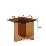 Tempered Brown Glass SideTable, Small Tea Table, Brown Night Stand Tempered Glass Sofa Table W1718P255033