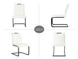 Modern White PU dining chair living room chair upholstered chair, black metal chair leg design, W210P199101
