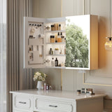 White Particleboard LED Mirror Cabinet , Acrylic Frame, Double Doors, 7 Shelves, with 47514646