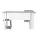 ZUN Modern L-Shaped Desk with Side Shelves, Grey 56413101