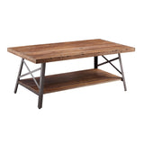 ZUN Weathered Oak and Sandy Black Storage Coffee Table B062P189219