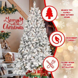 Artificial 6ft Flocked Christmas Tree with 888 PVC Branch Tips, Pine cone*35pcs, 350L warm white 73361399
