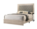 Contemporary Cream Finish Queen Size Bed Bedroom Furniture Gray V-Design Headboard Rubberwood B011P236815