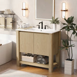 36" Modern Bathroom Vanity with Rectangle Ceramic Sink, Bathroom Cabinet with Large storage space N817P245321N