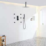 3 Functions 12 Inch Ceiling Mounted Thermostatic Shower System in Matte Black T3609P352710