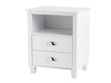 40*30*63cm Simple And Modern White Cabinet, MDF Spray Paint, High Legs, Two Drawers, Bedside Table 93586563