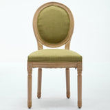 A&A Furniture,French Style Solid Wood Frame Antique Painting Linen Fabric Back Dining Chair,Set of W1143P323333