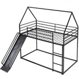 Twin over Twin House Bunk Bed with Ladder and Slide,Black WF283081AAB