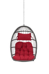 ZUN Outdoor Garden Rattan Egg Swing Chair Hanging Chair Wood W874107310