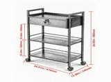 3-Tier Beauty Salon Trolley Cart with Lockable Drawer, MDF Rolling Storage Station, 4 Wheels 11809650