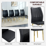 Four black dining chairs. A medieval modern chair made of PU material soft cushions, equipped W1151135498