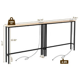 2 Pack 39.4" Narrow Console Sofa Table with Power Outlets and USB Ports, Long Couch Table with Metal 75432596