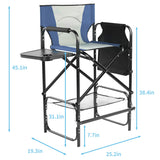 31" Tall Directors Chair with Footrest, 4Portable Bar Height Folding Camping Chair with Built-in Cup 12985219