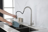 ZUN Kitchen Faucet Pull Down Sprayer Brushed Nickel, High Arc Single Handle Kitchen Sink Faucet K-4012-NS