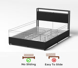 King Bed Frame, Storage Headboard with Charging Station, Solid and Stable, Noise Free, No Box Spring W2129P272215