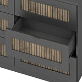 Rustic Farmhouse Style Wooden Dresser with 6 Drawers, Storage Cabinet for Bedroom with Metal WF530908AAB