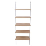 ZUN 5-Shelf Wood Ladder Bookcase with Metal Frame, Industrial 5-Tier Modern Ladder Shelf Wood 89161253