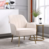 Modern Mid Century Chair velvet Sherpa Armchair for Living Room Bedroom Office Easy Assemble W136166610