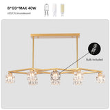 Crystal Chandelier for Dining Room, 8-Light Kitchen Chandelier Light Fixture Modern Metal Industrial W1592P251074