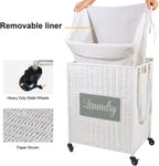 ZUN Laundry Hamper with Lid Laundry Basket with Handles Liner Bag Paper Woven Hampers for Laundry 00900287