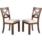 ZUN Set of 2 Side Chairs Natural Brown Finish Solid wood Contemporary Style Kitchen Dining Room B01181967