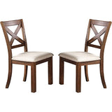 ZUN Set of 2 Side Chairs Natural Brown Finish Solid wood Contemporary Style Kitchen Dining Room B01181967