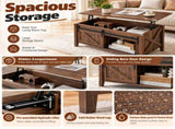 Lift Top Coffee Table with Sliding Barn Door, Farmhouse X Side Design, Hidden 37501778