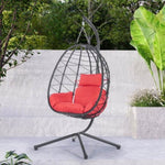 ZUN Egg Chair with Stand Indoor Outdoor Swing Chair Patio Wicker Hanging Egg Chair Hanging Basket Chair W87437580