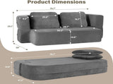 Convertible Sofa Bed with Blanket, Boneless Cloud Couch Queen Scott Fabric for Living Room Bedroom, 18770478