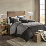 7 Piece Faux Suede Comforter Set Grey King B03596892
