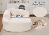LY-048 Compression Curved Chaise Longue Chair Indoor, Modern Chenille Loveseat Couch with Deep Seat W2231P401698