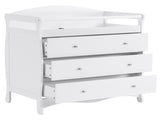 White 3-Tier Drawer Baby Cot with Safety Guard 90.5x58x92cm Wooden Baby Bed & Storage Combo 88025463