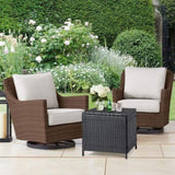 Outdoor PE Wicker Side Table with Storage, Patio Rattan End Table Square Container for Furniture 27645428