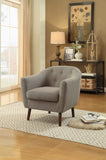 Beige Fabric Upholstered Accent Chair 1pc Espresso Finish Legs Button Tufted Solid Wood Furniture B011P182503