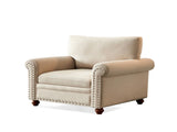 Living Room Sofa Single Seat Chair with Wood Leg Beige Fabric W109747328