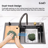 Kitchen Sink 30" x 22" Multifunctional Overmount Flying Rain Waterfall S304 Stainless Steel Handmade T3177P286040