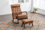 ZUN COOLMORE Rocking With Ottoman, Mid-Century Modern Upholstered Fabric Rocking Armchair, Rocking W153967871