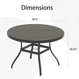 VRSHWO"Outdoor Round Patio Dining Table 4-6, All Weather Metal Dining Table with Umbrella Hole W213P332251