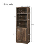 ZUN 1 Doors Bookshelf with USB Port and 3 Open Shelves Bookcase Side Cabinet Storage Shelves, Rustic WF531476AAD