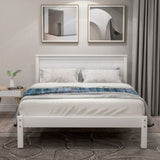 ZUN Platform Bed Frame with Headboard, Wood Slat Support, No Box Spring Needed,Twin, White 94135601