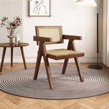 Modern Mid Century Dining Set of 2, Rattan Accent, Comfy Armchairs, Outdoor Wood W3101P314635