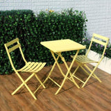 3 Piece Patio Bistro Set of Foldable Square Table and Chairs, Yellow W1586P143173