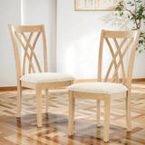 Off-White Dining Chairs Set of 2, Rubberwood Legs with Adjustable Glides, 23"H Chairs, KD Packing, W2896P245771