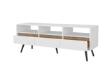 White and Natural Oak TV Stand with 3 Drawers and 3 Shelves B062P290223
