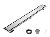24 Inch Linear Shower Drain with 2-in-1 Flat & Tile Insert Removable Cover, 304 Stainless Steel with 58006444